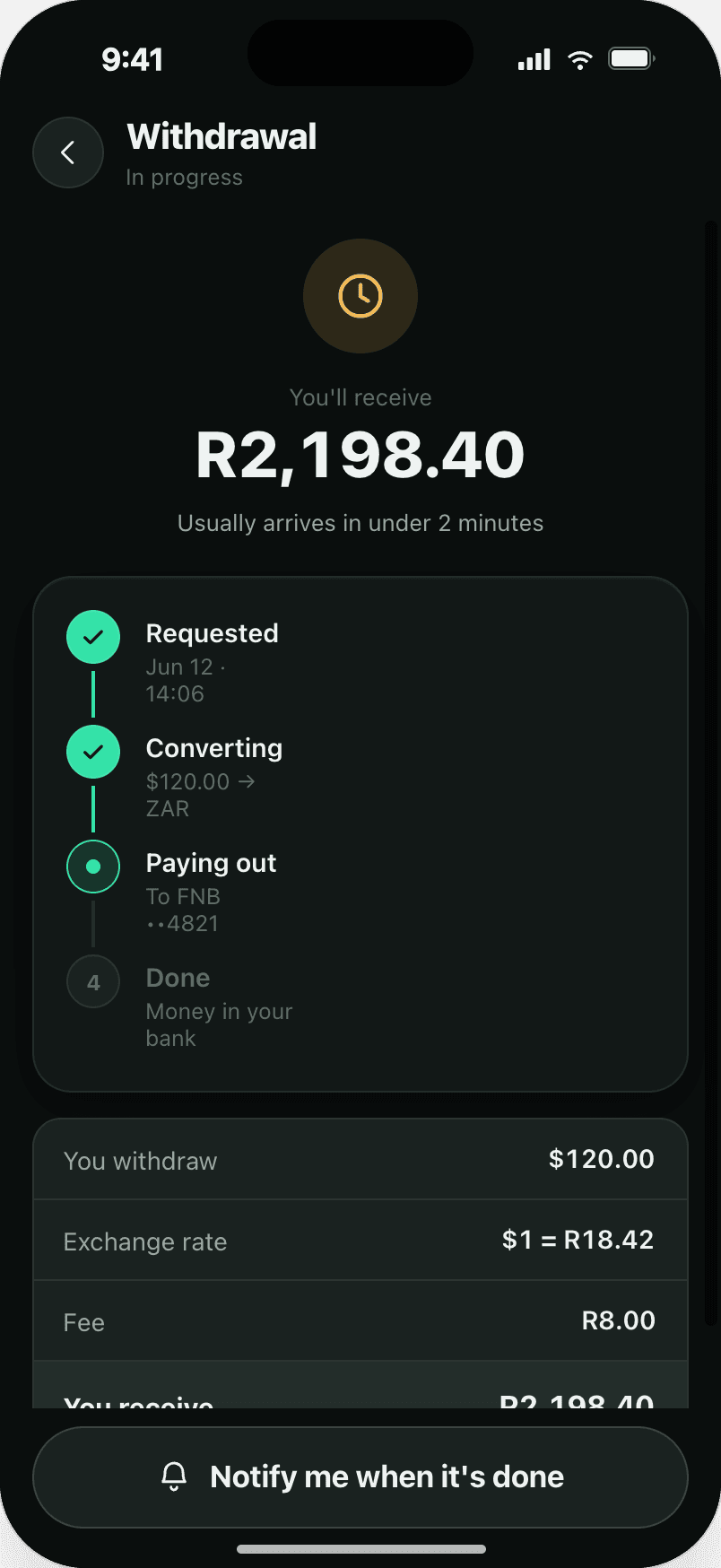 Cash out